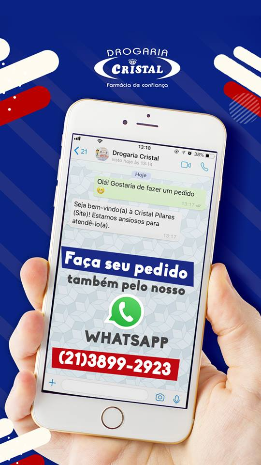Exemplo de campanha para Drogaria Cristal, levando para o WhatsApp da empresa | Tendências para 2019 Exemplo de campanha para Drogaria Cristal, levando para o WhatsApp da empresa | Tendências para 2019
